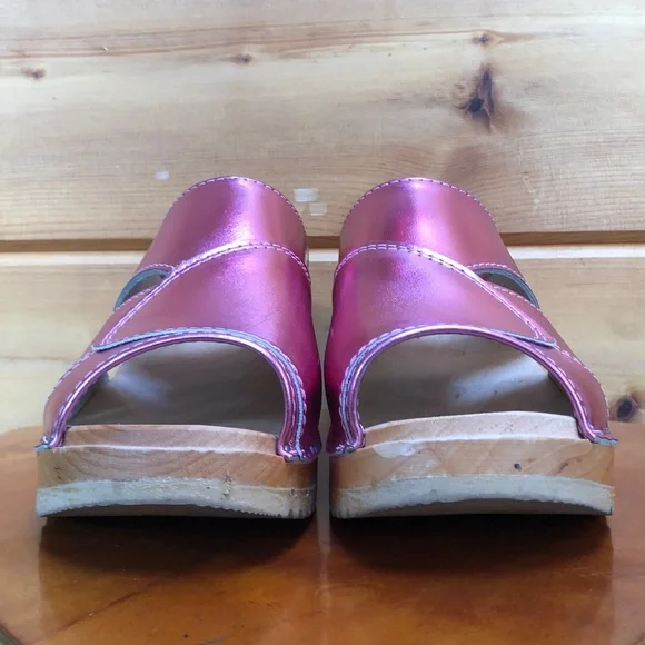 Troentorp of Sweden Mariah Metallic Hot Pink Clog Sandal Leather 8-8.5 38 - Picture 12 of 16